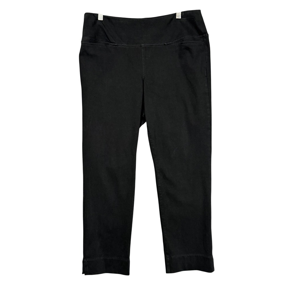 J Jill Wearever Pants Womens Large Black Straight Leg Pull On Stretch Twill